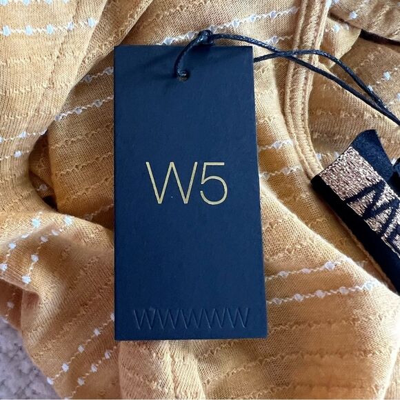 Anthropologie W5 Concepts Swiss Dot Ruffle Bell Sleeve Goldenrod Blouse SZ L - Picture 10 of 15